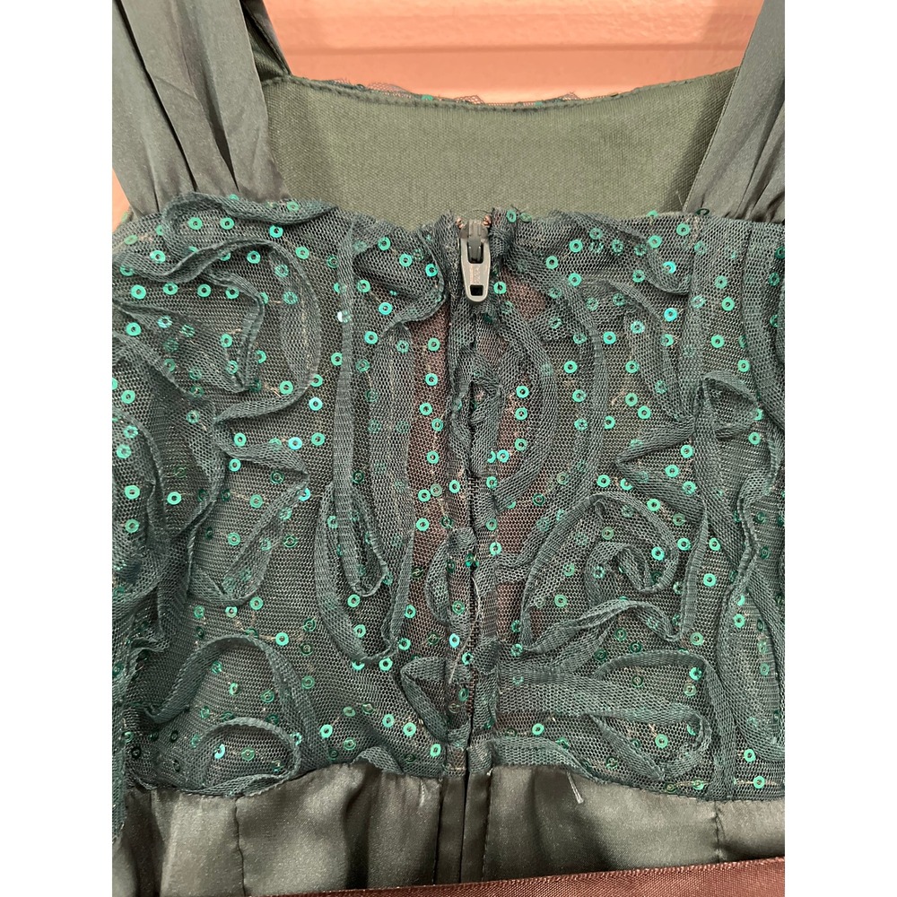 Amy Byer Dress Girls Emerald Green Sequin Tulle Tiered Bubble Formal Dress SZ 7 - Picture 10 of 10
